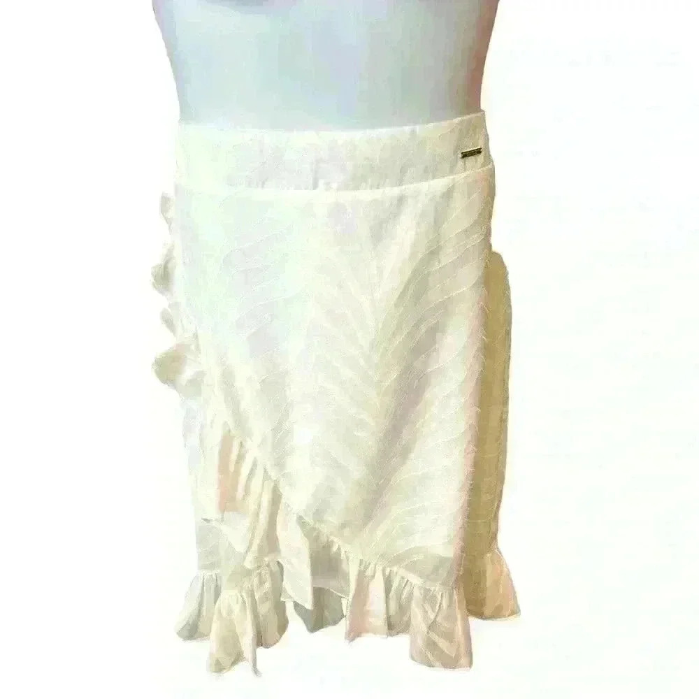 NWOT Marc New York by Andrew Marc White Ruffle Skirt. Size Large.